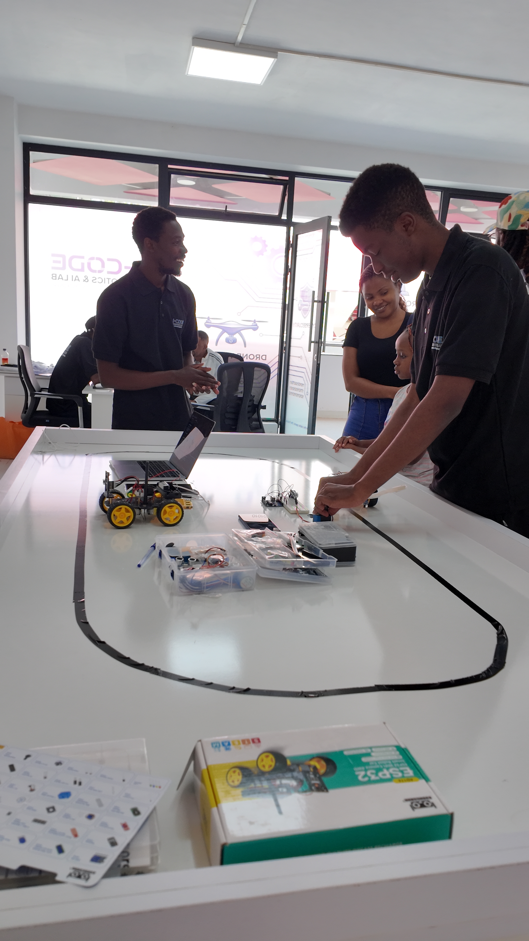 Live robot line-following demo for lab visitors